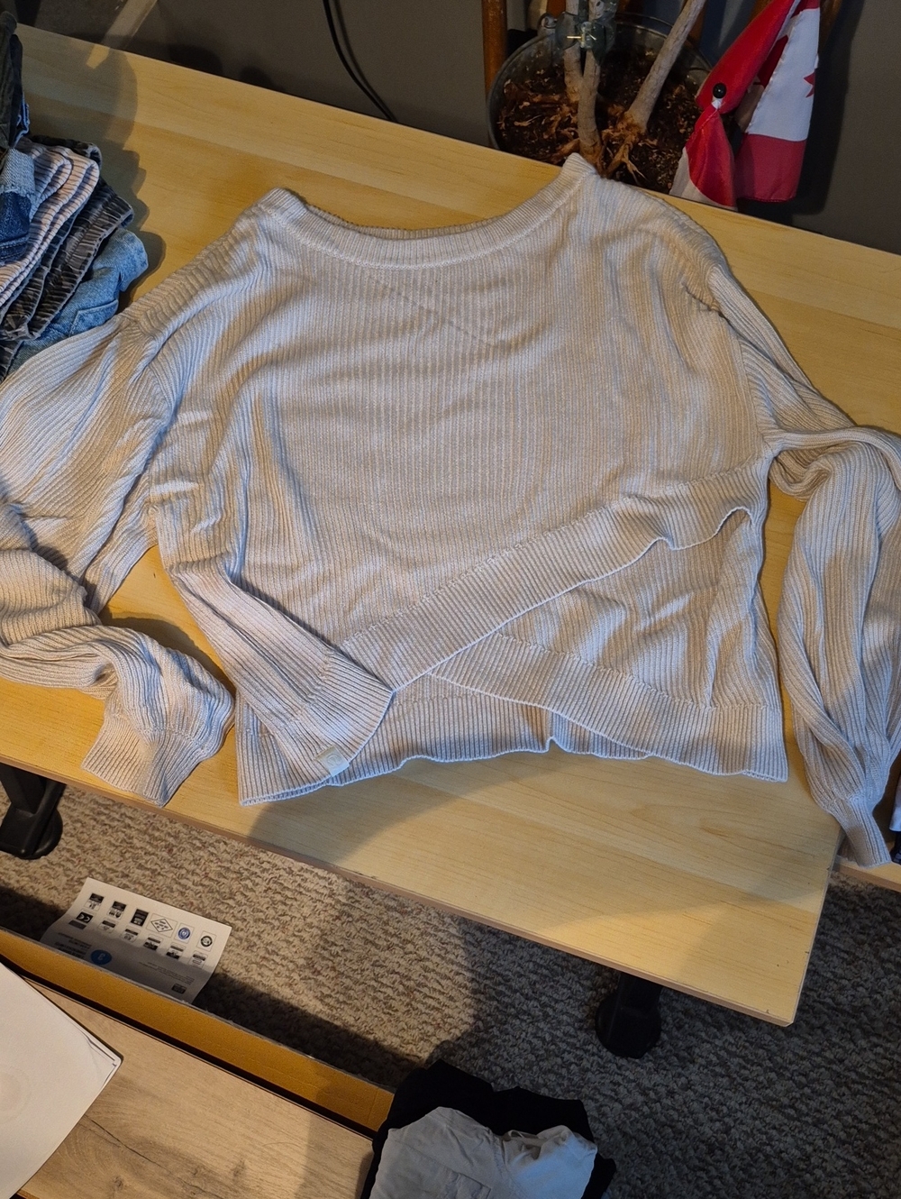 lululemon athletica Light Beige Ribbed Crewneck Sweater